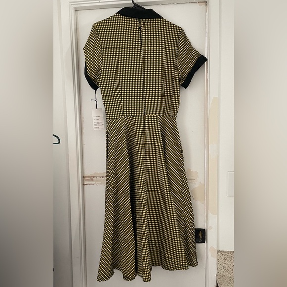 NWT Unique Vintage Mustard and Black gingham 1950s dress - L - Picture 2 of 4